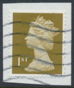 GB   1st Machin Gold  SG 1668  Used on piece   SC# MH300  see scans