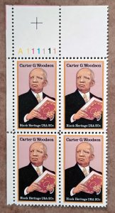 United States #2073 20c Carter G. Woodson MNH block of 4 plate #A111111 (1984)