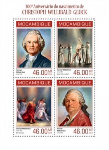 Mozambique - 2014 Christoph Willibald Gluck - 4 Stamp Sheet-13A-1446