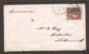 Canada Sc 37 used on 1875 Unrecorded Fancy Cancel Cover 