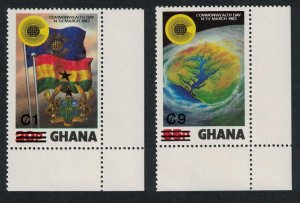 Ghana View from Space Flags Ovpts 2v Corners 1984 MNH SG#1083-1084