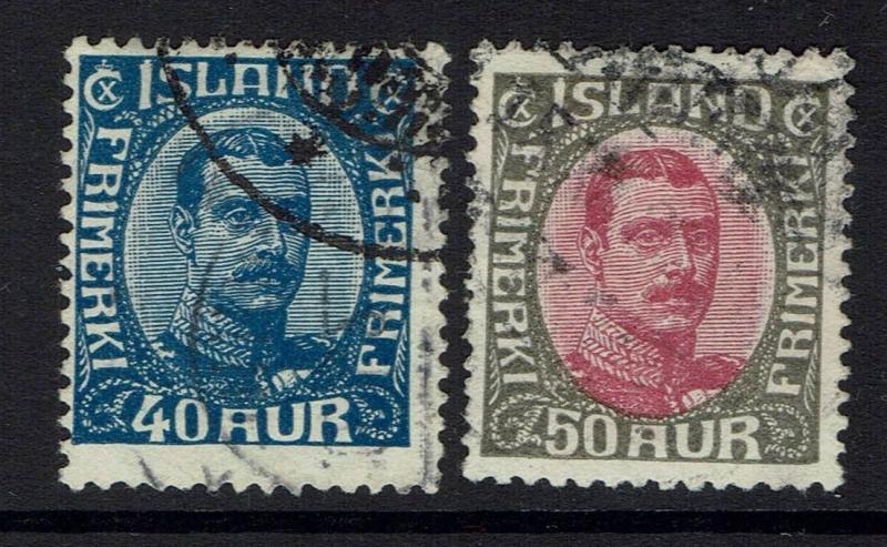 Iceland SC# 124 and 125, Used, Hinge Remnant -  Lot 032617