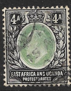 KENYA, UGANDA & TANGANYIKA SG23a 1904 4a GREY-GREEN & BLACK CHALKY USED