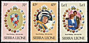 Sierra Leone 509,511,514, MNH, Charles and Diana Wedding first issue