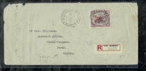 PAPUA COVER (PP0301B) 1935 6D AIRPLANE REG COVER TO PERAK, MALAYA  WOW!! 