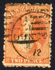 New Zealand 1871-3 SG.133 2d orange wmk Large Star P12.5 used cat 35 pounds