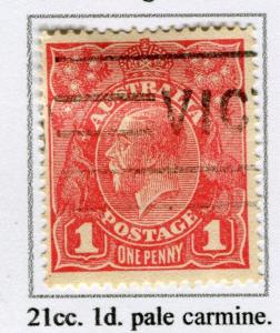 AUSTRALIA;  1914-20 early GV Head issue used 1d. value, Shade