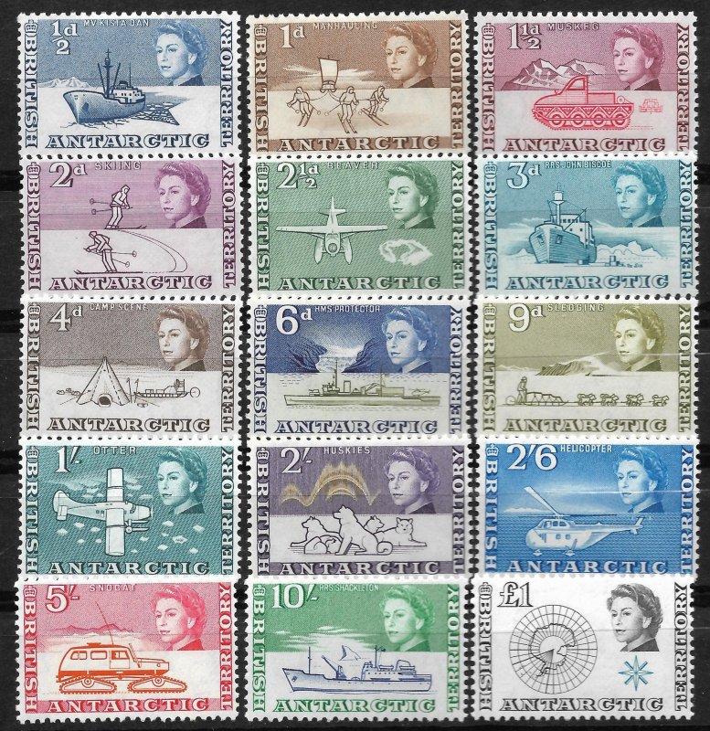 Doyle's_Stamps: Scott #1* to #15* British Antarctic Territory Set  VVLH