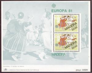 PORTUGAL MADEIRA Scott 74a MNH** 1981 Europa souvenir sheet