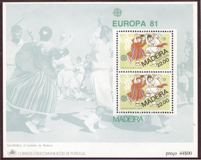 PORTUGAL MADEIRA Scott 74a MNH** 1981 Europa souvenir sheet