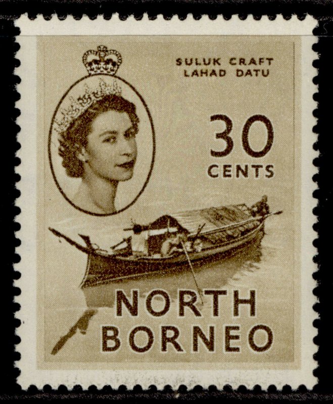 NORTH BORNEO QEII SG381, 30c olive-brown, M MINT.