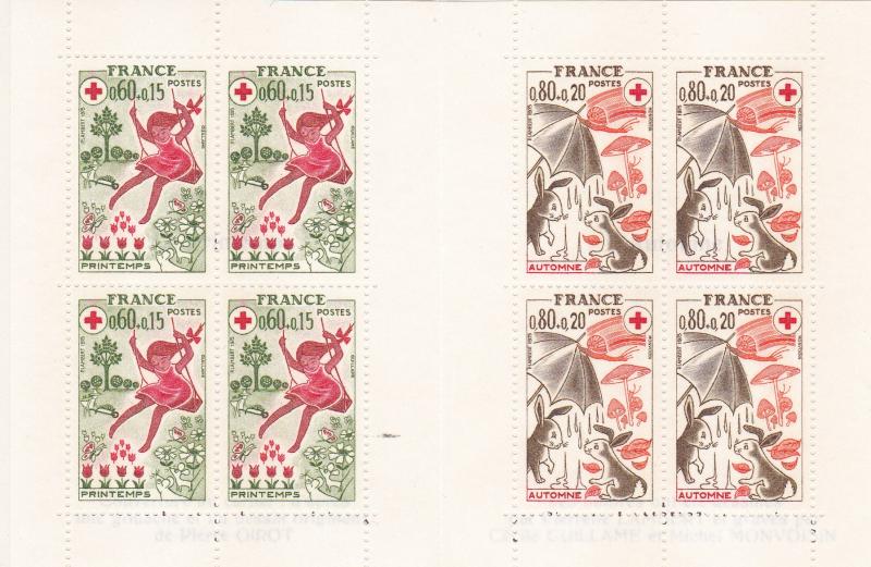 France 1975 Red Cross Semi-Postal Booklet.Spring & Fall.Complete  Pristine XF/NH