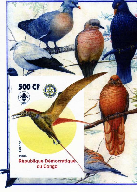 Congo 2005 PREHISTORIC BIRDS Rotary International s/s Imperforated mnh.vf