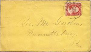 United States Pennsylvania Shade Gap c1860 cds  1824-1895  3c Washington 1857...