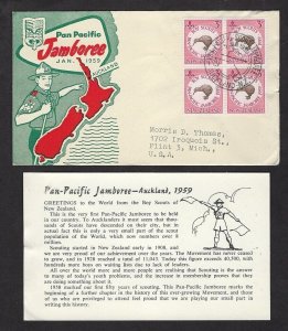 1959 New Zealand Boy Scout Kiwi Pan Pacific Jamboree FD block