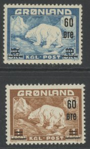 Greenland 39-40 * mint hinged (39 black fibre adherence) (2209 671)