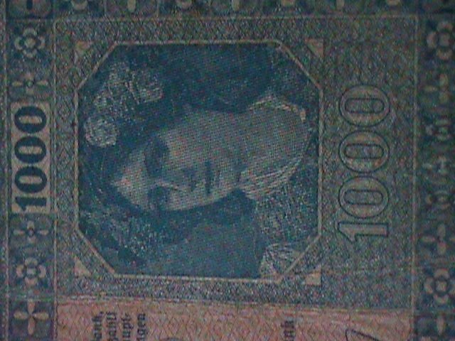 ​AUSTRIA-1922-AUSTRIAN GOVERNMENT FIRST $1000 KRONEN-LIT-CIRCULATED-VF