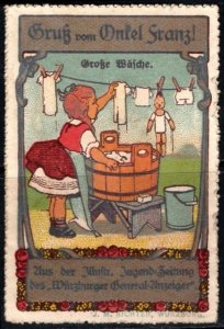 Vintage Germany Poster Stamp Greetings From Uncle Franz Big Laundry