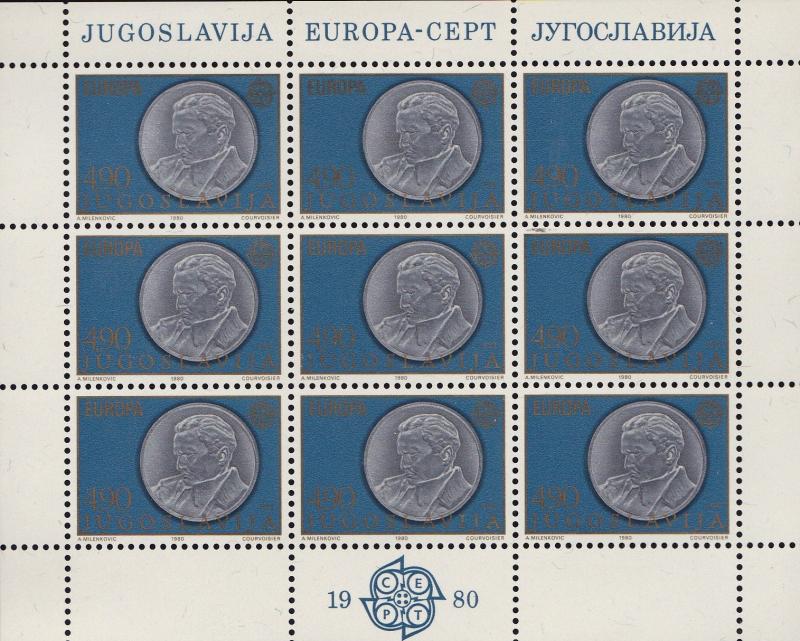 Yugoslavia 1980 EUROPA Marshal Tito Sheets of 9. Artwork  VF/NH/(**)