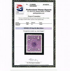 GENUINE PHILIPPINES SCOTT #546 MINT PRISTINE OG NH PSE CERT GRADED XF-SUPERB 95