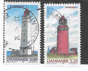 Denmark  #1056 &1057 5k & 5.25k Lighthouses   (U) CV $2.50