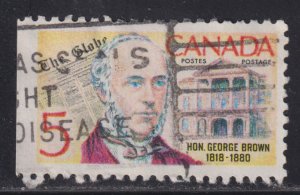Canada 484 George Brown, The Globe & Legislature 5¢ 1968