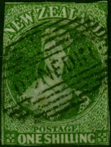New Zealand 1862 1s Deep Green SG46 Ave Used