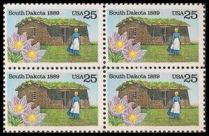 US 2416 Statehood South Dakota 25c block 4 MNH 1989