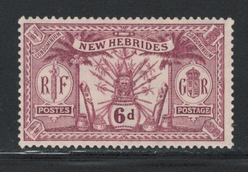 British New Hebrides 1921 Native Idols 6p Scott # 37 MH