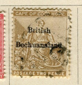 BECHUANALAND; 1886 classic Cape Good Hope issue QV Optd. used hinged 2d.