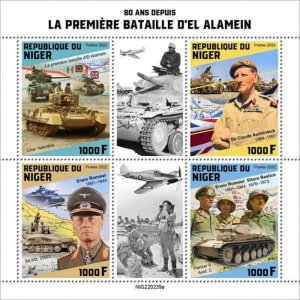 Niger - 2022 First Battle of El Alamein - 4 Stamp Sheet - NIG220239a