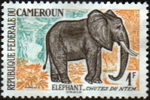 Cameroun 1962 Sc#359, SG#310 1F Elephant-Ntem Falls USED.