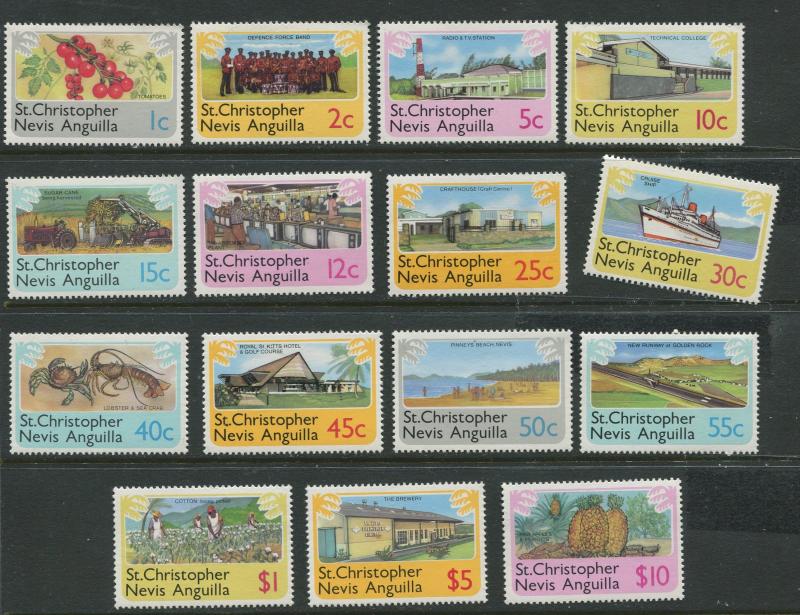 St. KITTS-NEVIS-Scott 355- 69 -Definitives-1978- MNH - Set of 15 Stamps