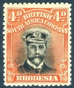 RHODESIA-1919 4d Black & Orange-Red Sg 261 LIGHTLY MOUNTED MINT V18571