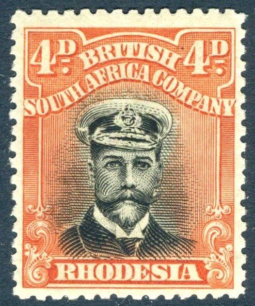 RHODESIA-1919 4d Black & Orange-Red Sg 261 LIGHTLY MOUNTED MINT V18571