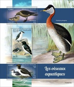 Togo - 2023 Water Birds, Great Skua, Little Auk - 3 Stamp Sheet - TG230113a