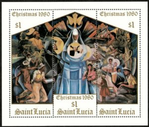 St. Lucia 1980 - Christmas, Angels & Citizens - Souvenir Sheet - Scott 537 - MNH