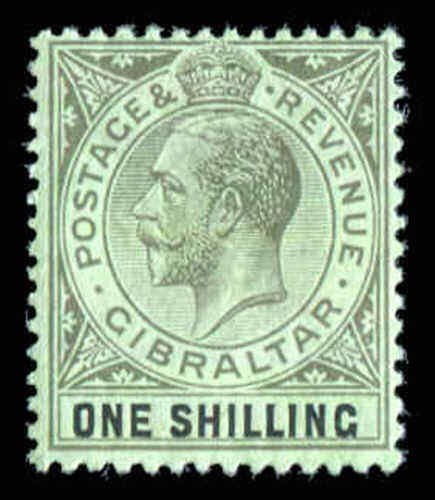 Gibraltar Scott 71 One Shilling 1912  Mint Hinged