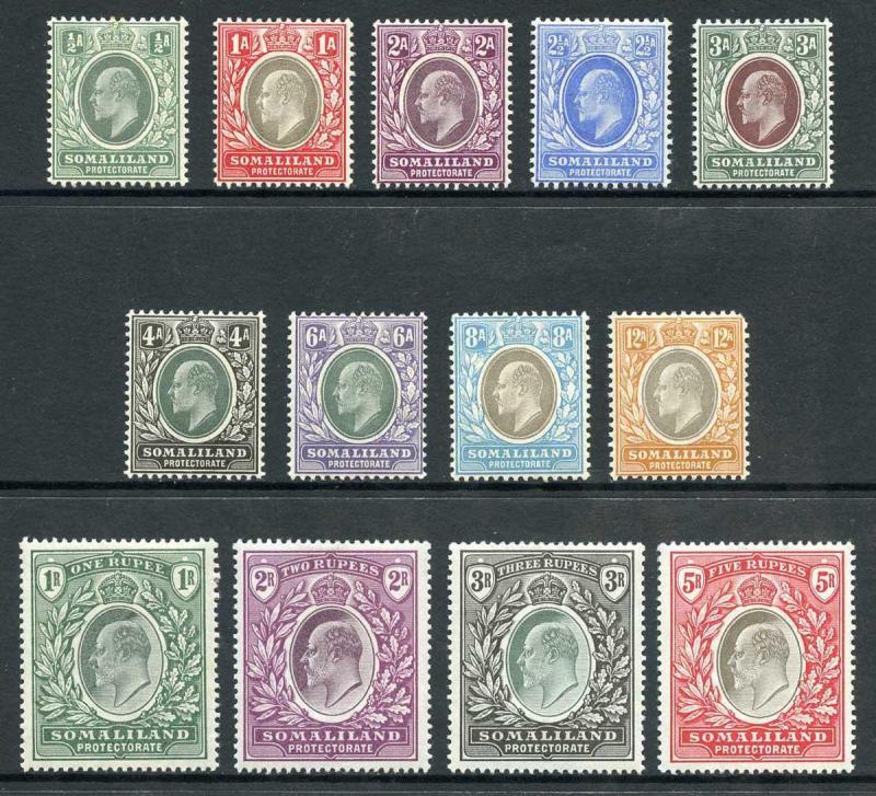 British Somaliland SG32/44 KEVII set of 13 (1/2a tone spot) M/M