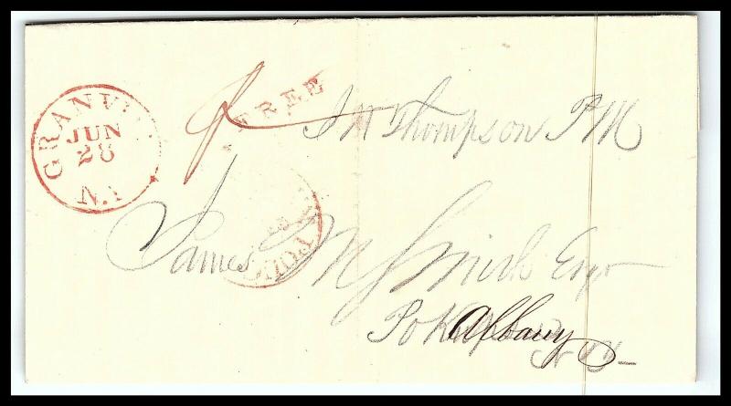 GOLDPATH: US STAMPLESS COVER 1836, GRANVILLE, N.Y.   W/LETTER    _CV58_P12