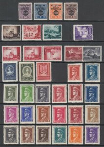 Croatia Sc 26/80 MNH. 1941-44 issues, 8 complete sets incl 53a, fresh, bright