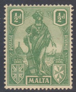 Malta Scott 99 - SG124, 1922 George V 1/2d MH*