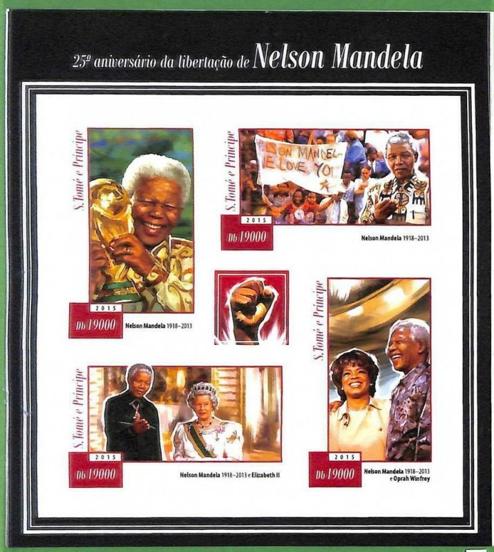 A3510-Sao Tome & Principe ERROR INPERF 2015 PEOPLE Nelson Mandela