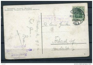 Germany WWI Alsace 1914 - Postcard Strasbourg to Forbach - Censor