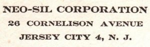 NEO-SIL CORPORATION JERSEY CITY NJ CORNER CARD SLOGAN BUY U.S. BONDS 1952