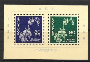 ECUADOR Sc 670 NH SOUVENIR SHEET OF 1960 - FLOWERS