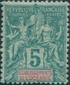 French Oceania 1892 SG4 5c deep green and red on green navigation MH