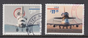 US Sc 3261-3262 used. 1998 $3.20 Priority $11.75 Express Mail Space Shuttle F-VF