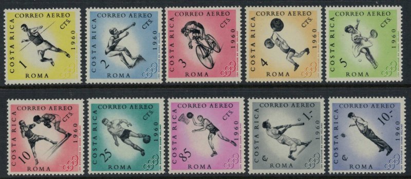 Costa Rica #C303-13*  CV $20.90  1960 Olympics set & Souvenir sheet