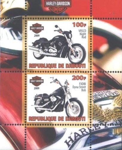 Djibouti 2009 Transport Motorcyles Harley Davidson Motorbike M/S Stamps MNH (2)